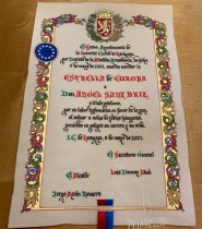 DIPLOMA EN PERGAMINO AYUNTAMIENTO DE ZARAGOZA- PREMIO ESTRELLA DE EUROPA