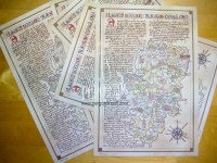 ARAGONUM TERRITORII PRAESTANS COROGRAPHIA-Caliorama de las Comarcas de Aragn (anverso) - Mapa en pergamino